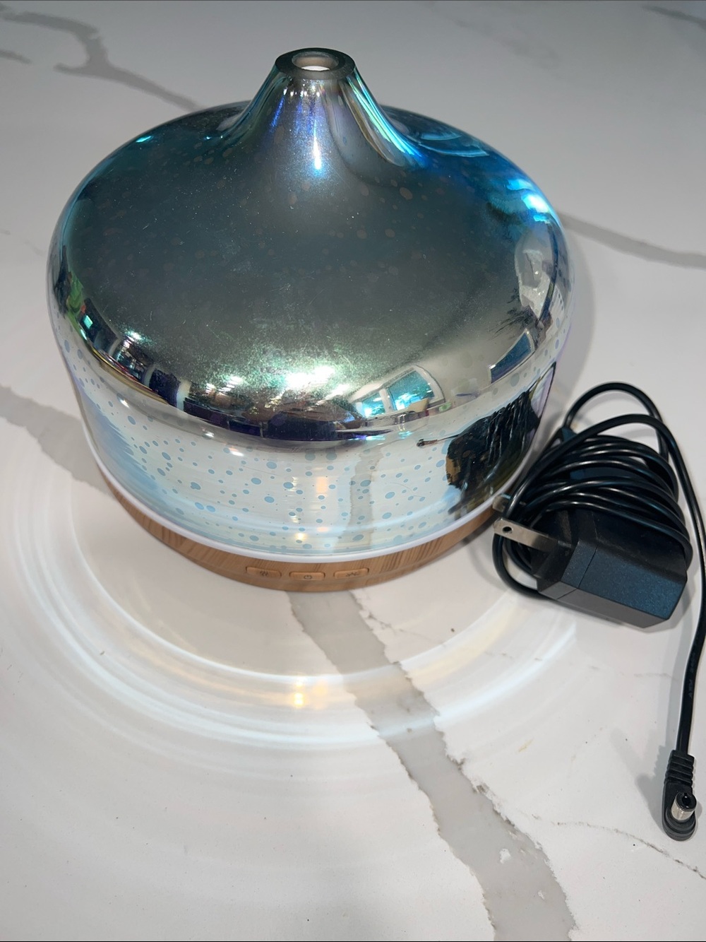 Wood Base Silver Glass Ultrasonic Essential Oil Diffuser